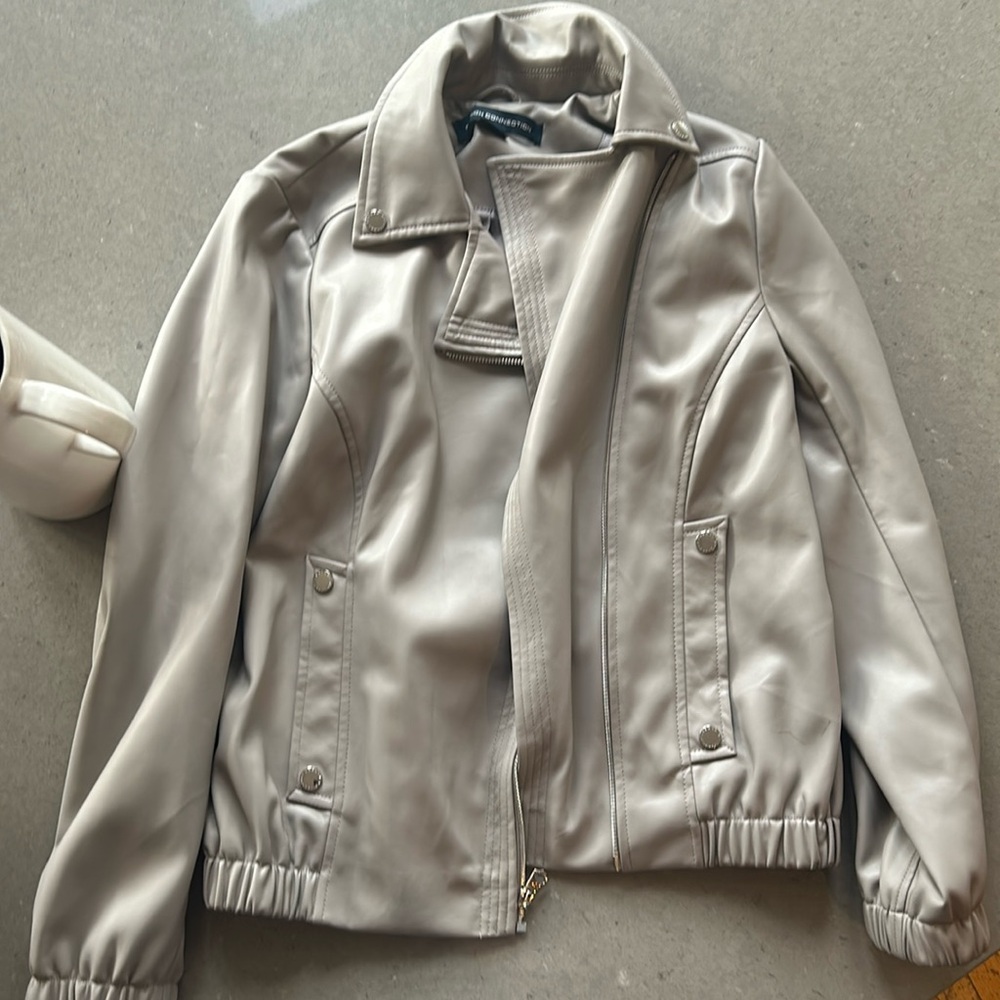 French Connection light Grey leather jacket S